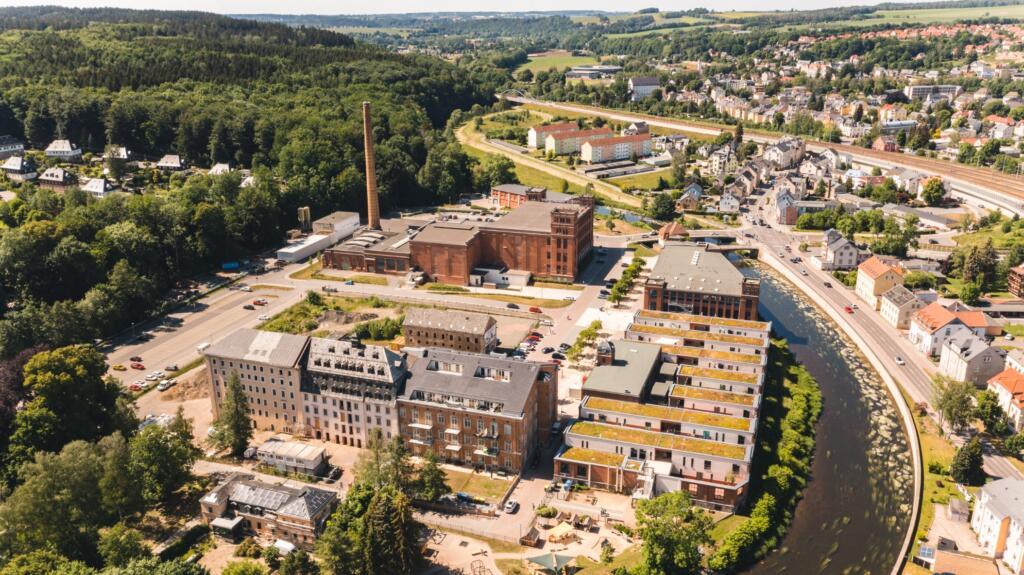 Flöha / Bombažna predilnica po prenovi večine zgodovinskih stavb leta 2024. Foto: Mesto Flöha